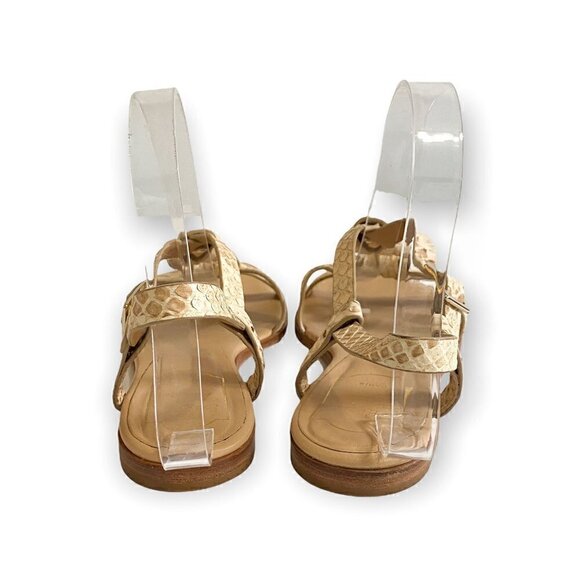 Roger Vivier Flat Sandals, Natural snake, Gold Ring, Sling Back, Size 37.5EU - Picture 9 of 13